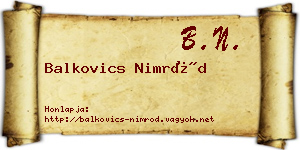 Balkovics Nimród névjegykártya